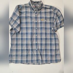 Vintage Chaps Ralph Lauren Mens Button Down Shirt Size XL Blue Grey Check Preppy